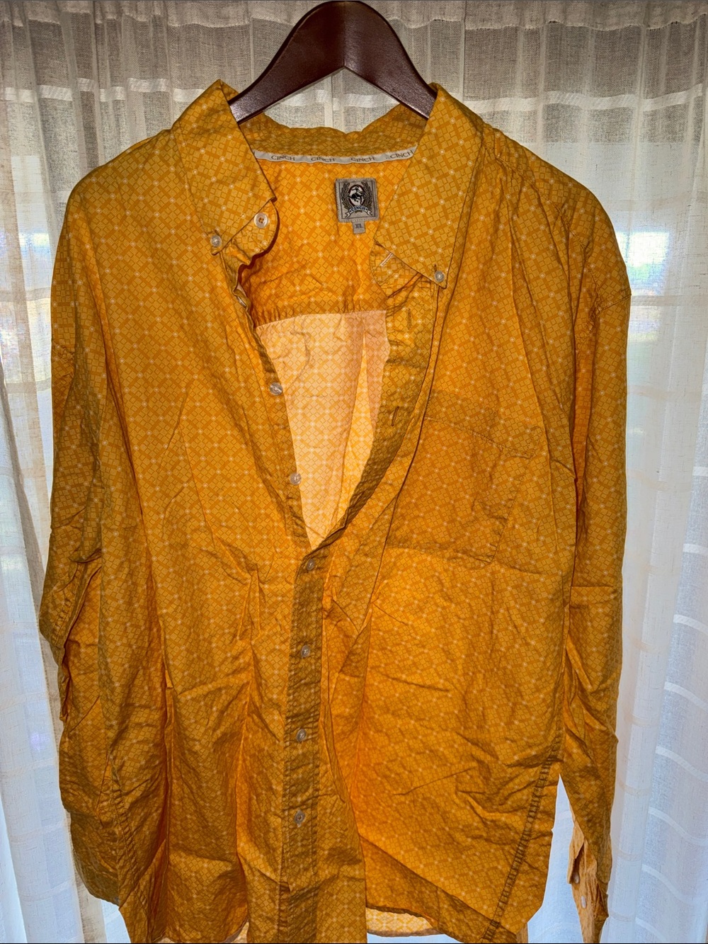 CINCH Men's Lightweight Button-Up Shirt Jacket in Mustard Yellow